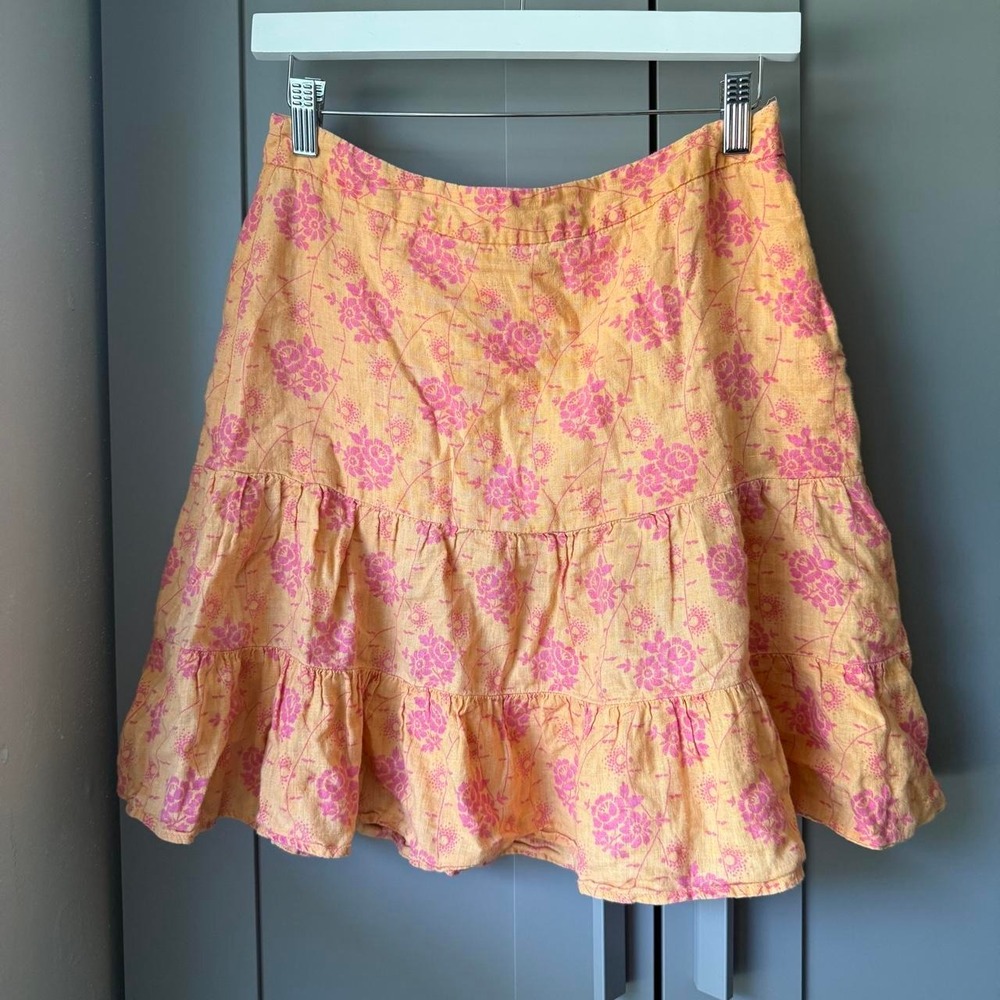 GAP Women's Size 2 Linen Floral Tiered Mini Skirt Cottagecore Y2K